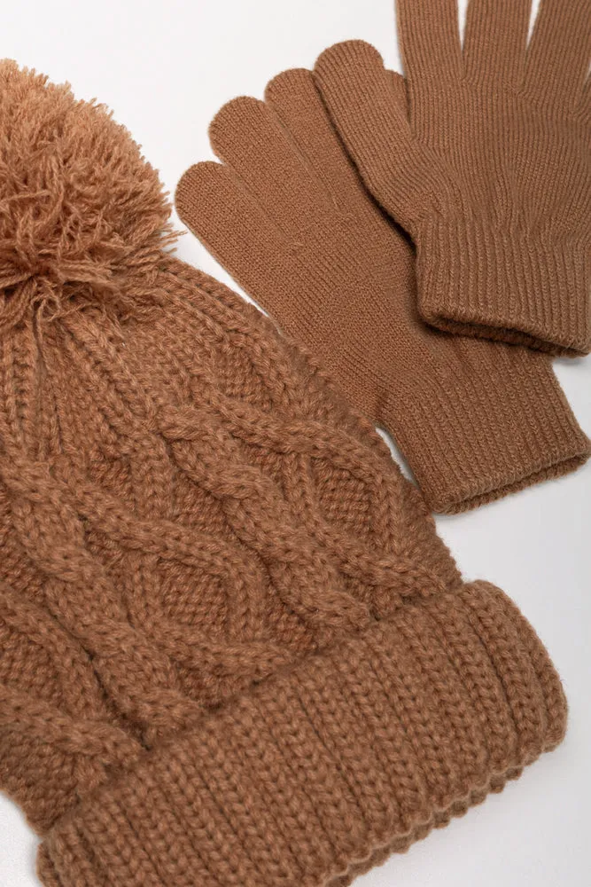 Beanie And Gloves Set Natural sold by Ackermas product image thumbnail 2