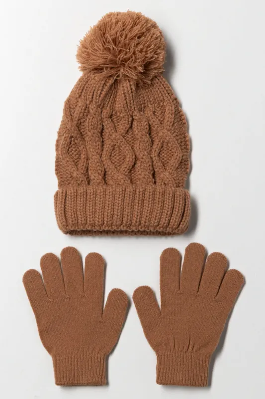 Beanie And Gloves Set Natural sold by Ackermas
