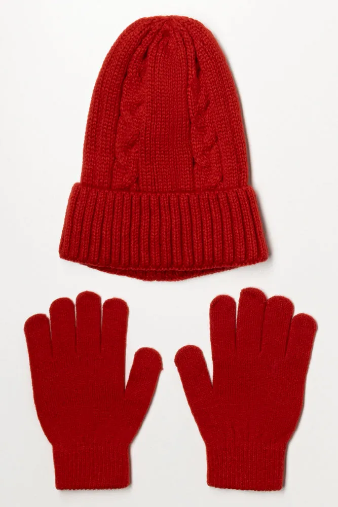 Beanie And Gloves Set Red sold by Ackermas