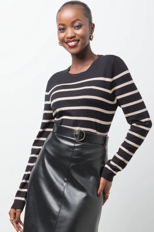 Long Sleeve Crew Neck Stripe Jersey Black sold by Ackermas