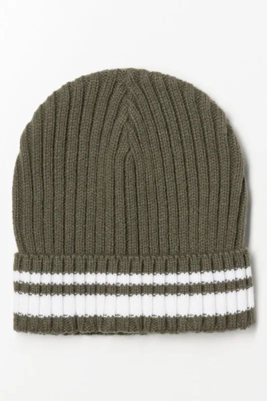 Striped Rib Beanie Green sold by Ackermas