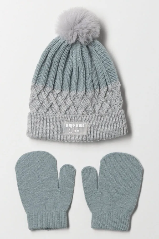 Beanie And Mittens Set Green sold by Ackermas