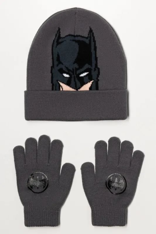Batman Beanie And Gloves Set Dark Grey sold by Ackermas