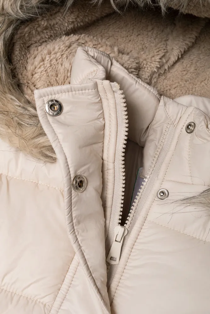 Long Fur Hooded Puffer Jacket Natural sold by Ackermas product image thumbnail 2