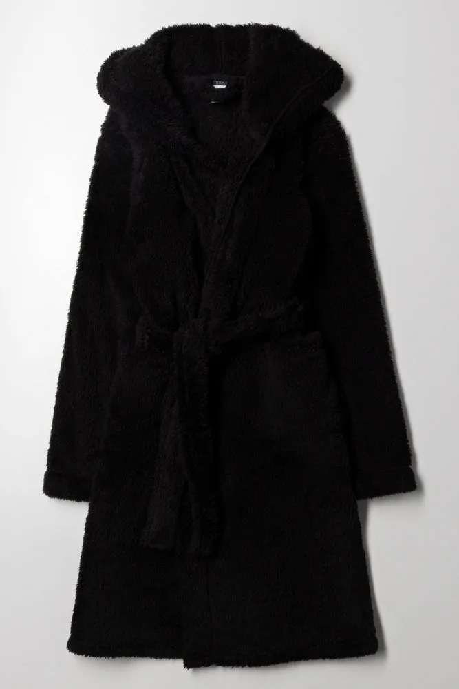Shaggy Hooded Gown Black sold by Ackermas
