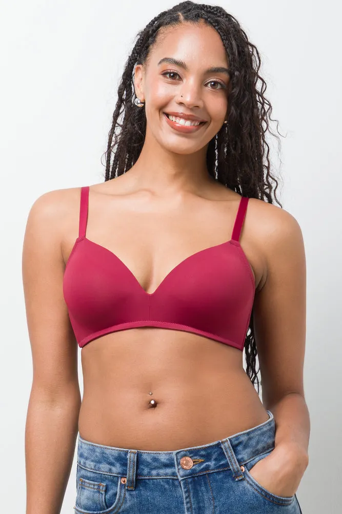 2 Pack Smooth Padded Wirefree Bras Red And Natural sold by Ackermas