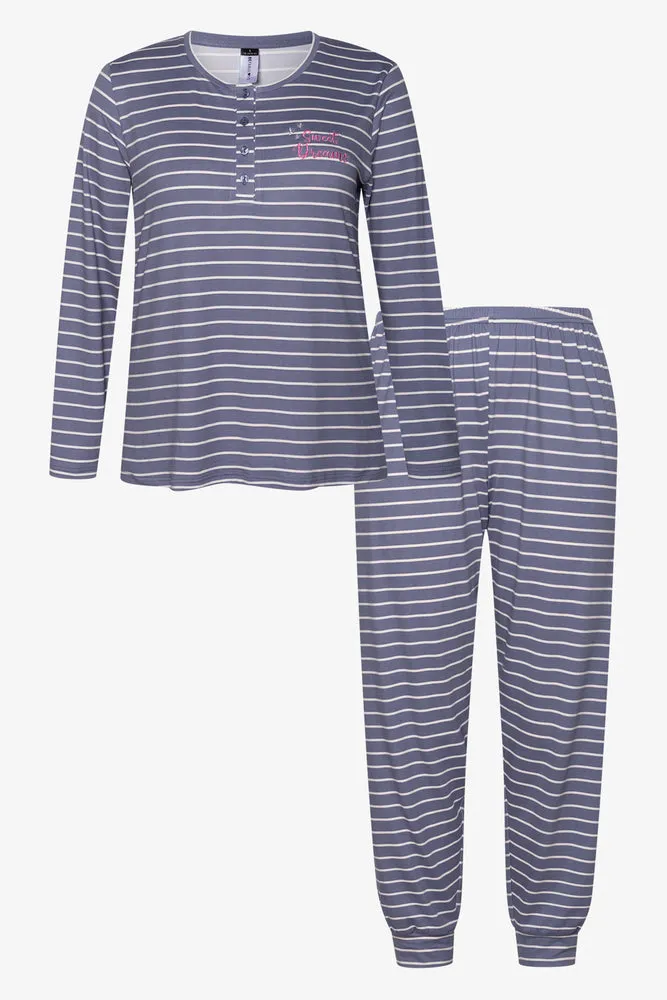 Stripe Long Sleeve Pyjamas Blue sold by Ackermas