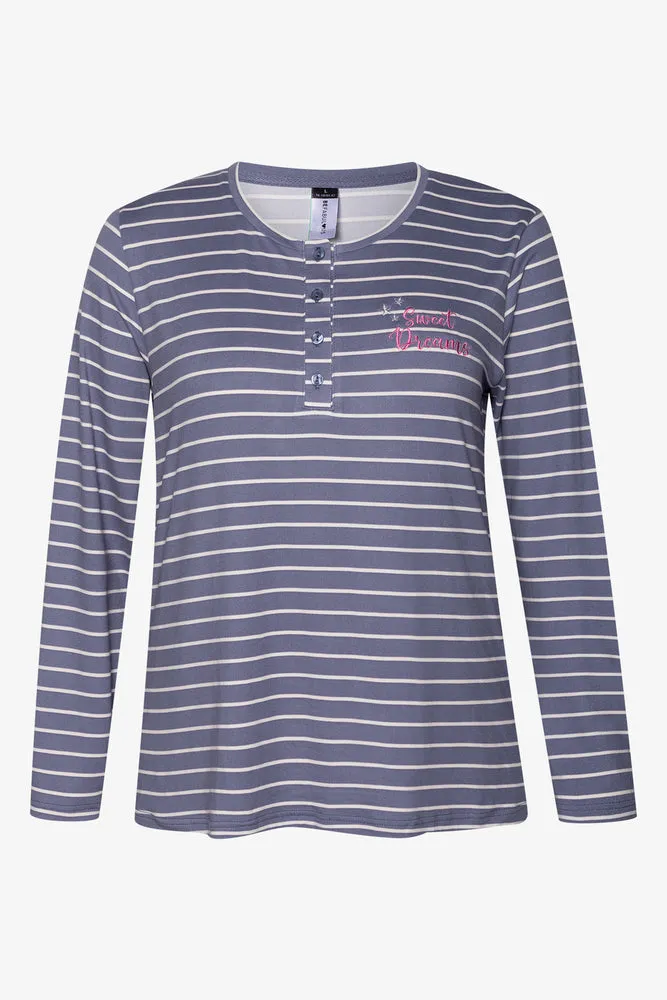 Stripe Long Sleeve Pyjamas Blue sold by Ackermas product image thumbnail 2