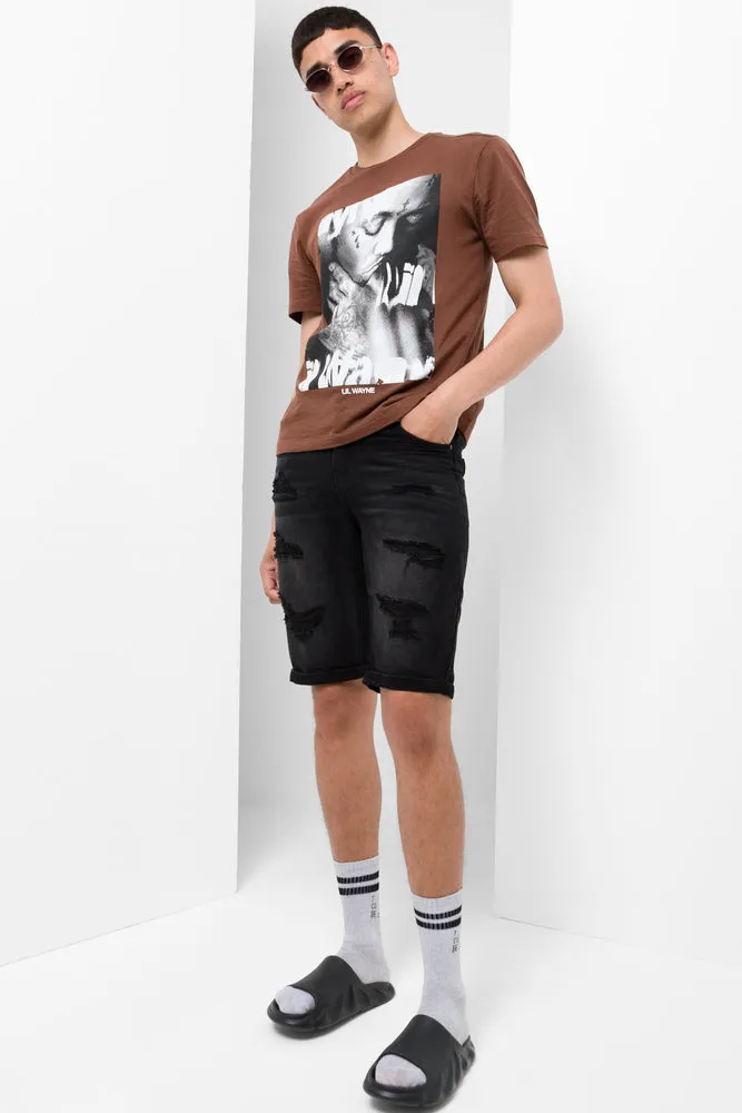 Lil Wayne Relaxed Short Sleeve T-Shirt Brown sold by Ackermas product image thumbnail 2