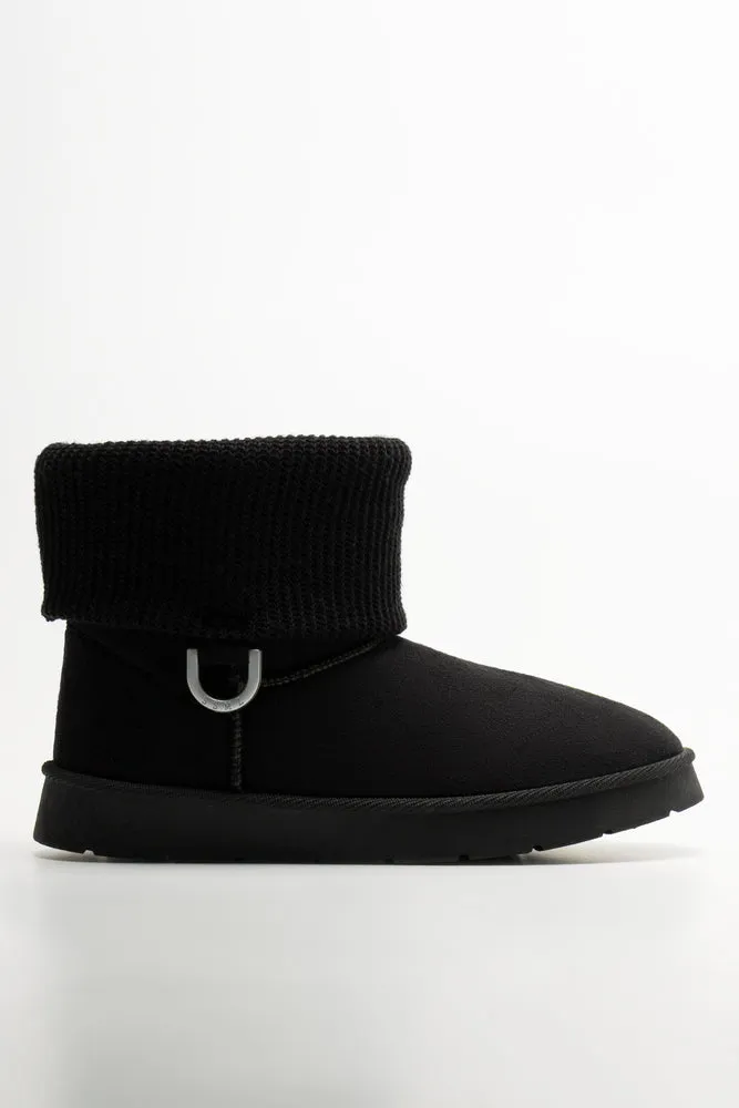 Knit Collar Boots Black sold by Ackermas product image thumbnail 2