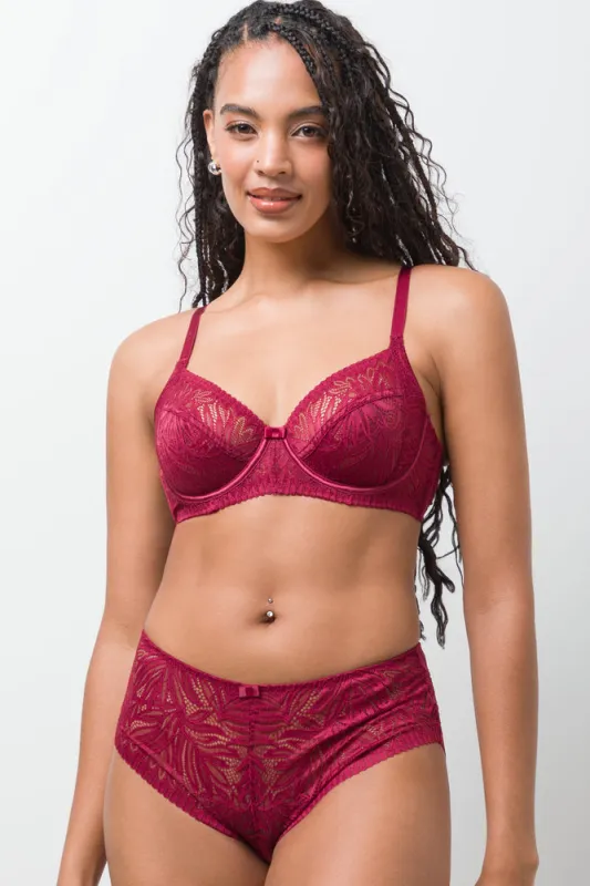 2 Pack Lace Non Padded Underwire Bras Burgundy And Natural sold by Ackermas