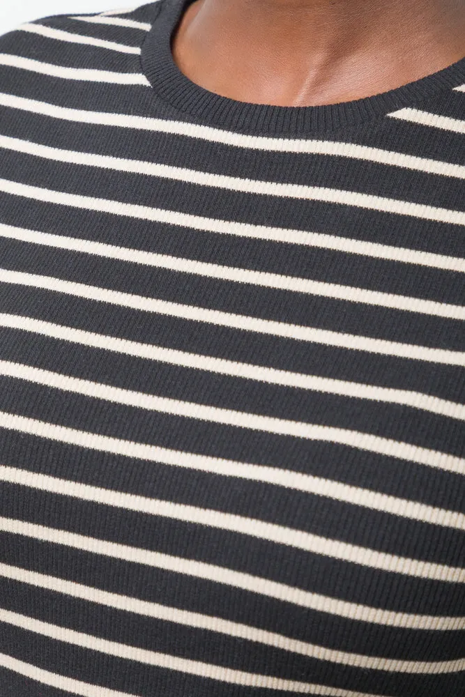 Stripe Long Sleeve T-Shirt Black And Natural sold by Ackermas product image thumbnail 4
