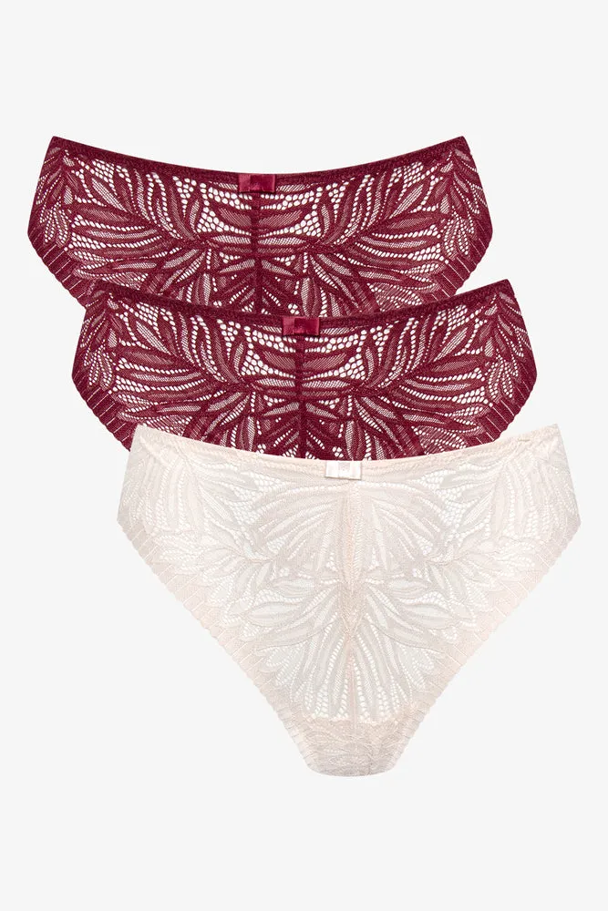 3 Pack Lace Thongs Burgundy And Natural sold by Ackermas product image thumbnail 2