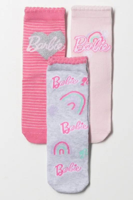 Barbie 3 Pack Anklet Socks Grey And Pink sold by Ackermas