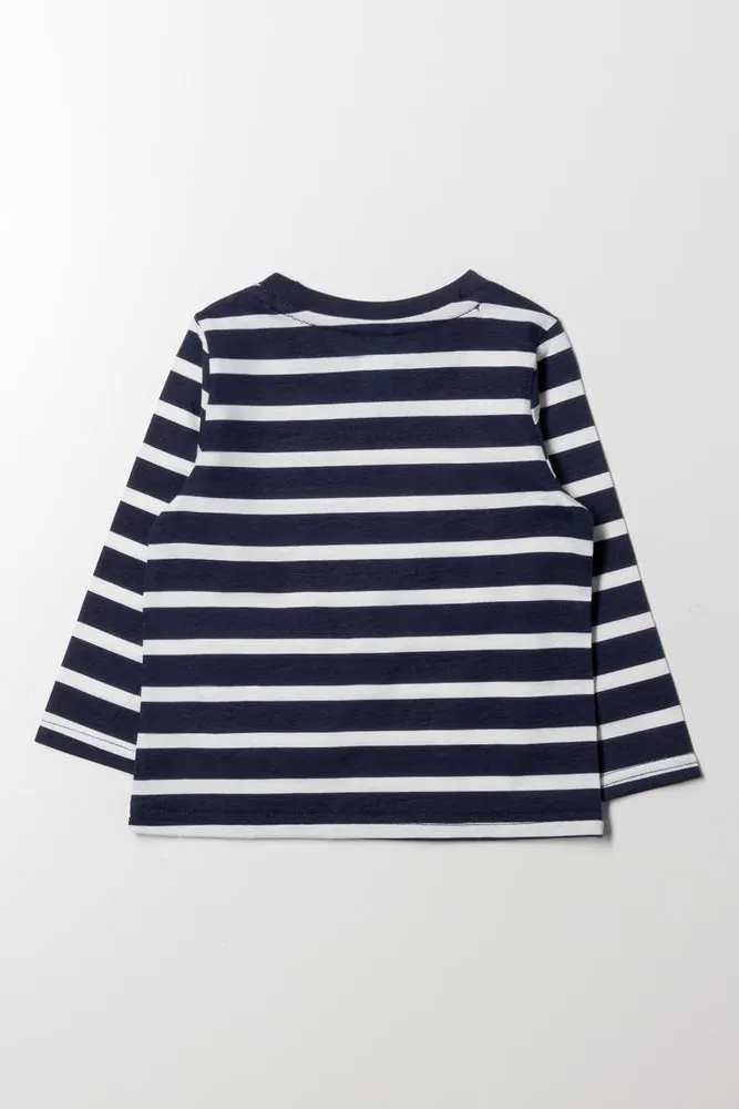 Stripe Long Sleeve T-Shirt Navy sold by Ackermas product image thumbnail 3