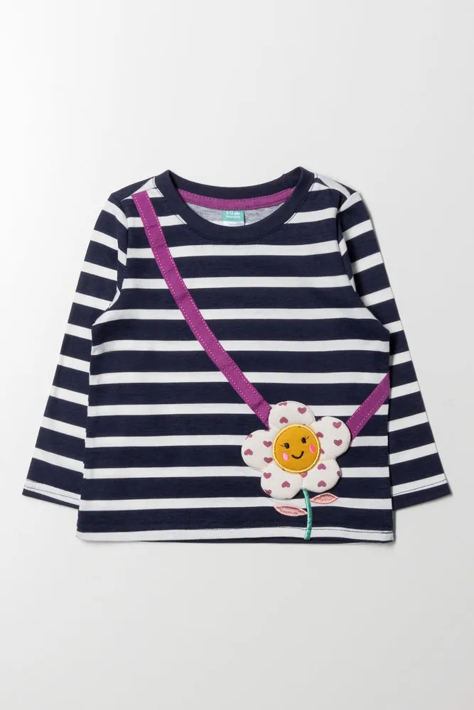 Stripe Long Sleeve T-Shirt Navy sold by Ackermas