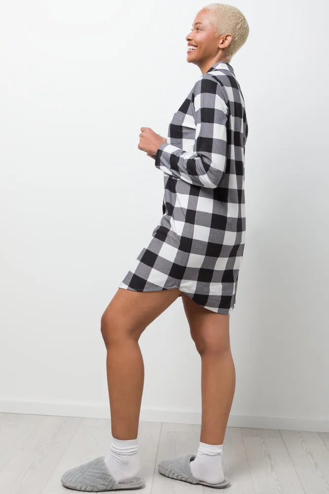 Check Flannel Sleepshirt Black And White sold by Ackermas product image thumbnail 2