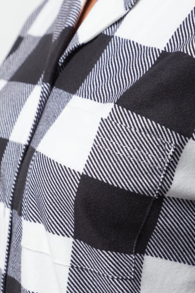 Check Flannel Sleepshirt Black And White sold by Ackermas product image thumbnail 4
