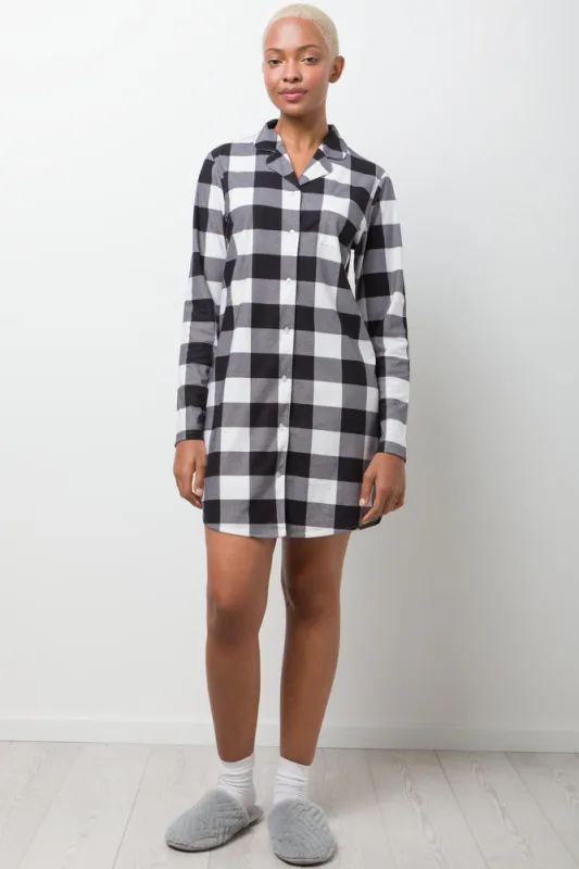 Check Flannel Sleepshirt Black And White sold by Ackermas