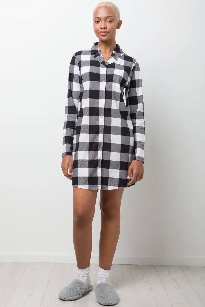 Check Flannel Sleepshirt Black And White sold by Ackermas