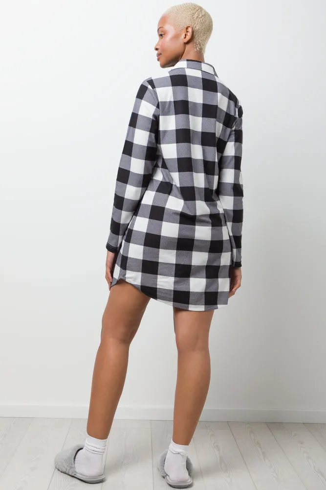 Check Flannel Sleepshirt Black And White sold by Ackermas product image thumbnail 3