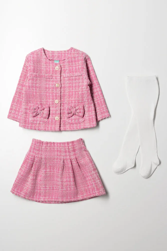 Tweed Skirt Set Pink sold by Ackermas