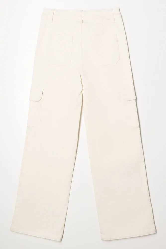Straight Leg Cargo Denim Jeans Cream sold by Ackermas product image thumbnail 3