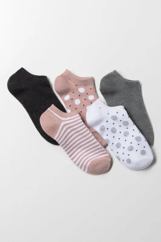 5 Pack Lowcut Socks Pink, Grey, White And Black sold by Ackermas