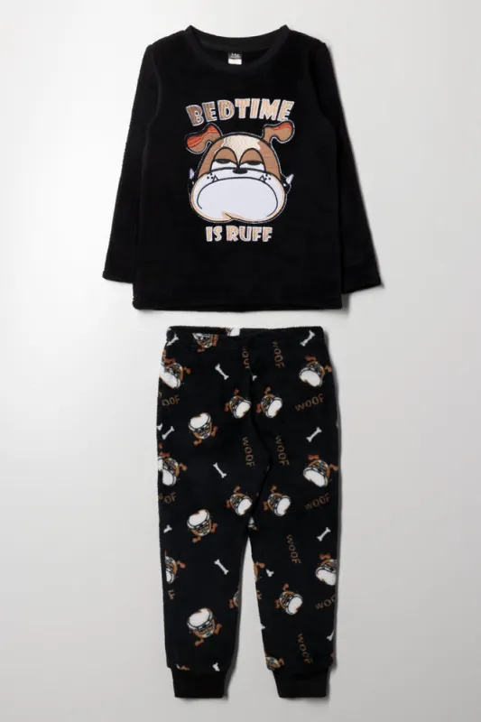 Bulldog Long Sleeve Fleece Pyjama Set Black sold by Ackermas
