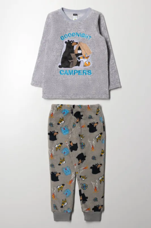 Camping Long Sleeve Fleece Pyjama Set Grey sold by Ackermas