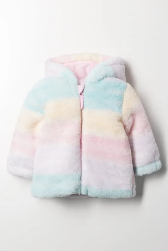 Faux Fur Jacket With Zip Multi sold by Ackermas