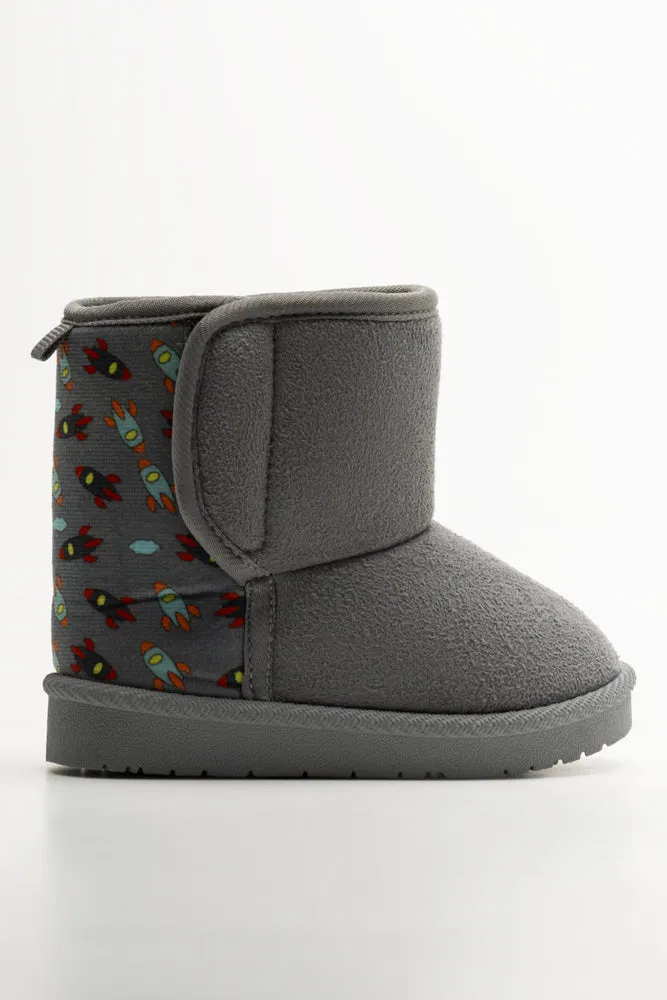 Spaceship Print Comfort Boots Grey sold by Ackermas product image thumbnail 2