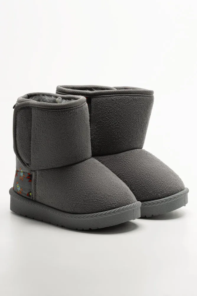 Spaceship Print Comfort Boots Grey sold by Ackermas