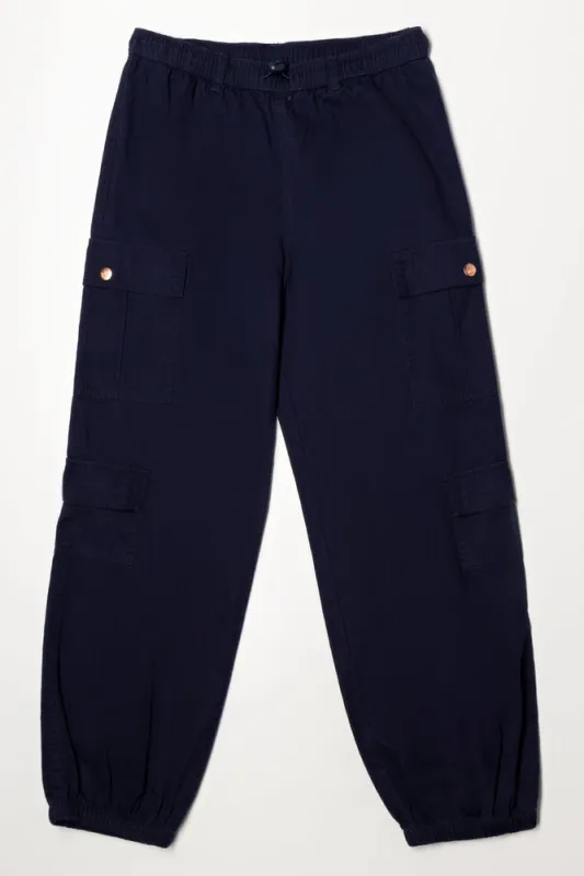 Elasticated Cargo Pants Navy sold by Ackermas