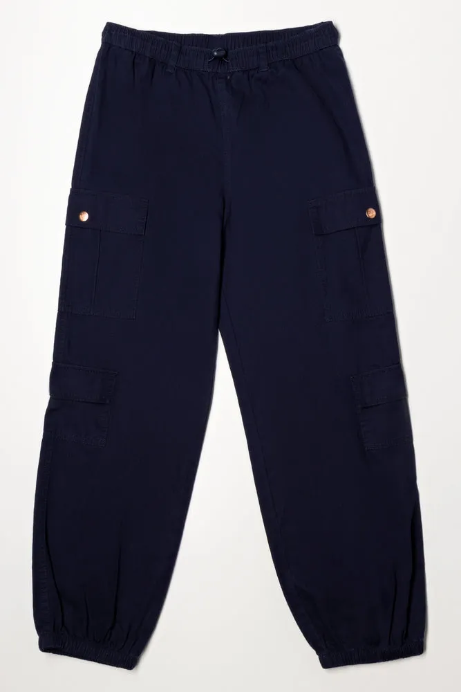 Elasticated Cargo Pants Navy sold by Ackermas