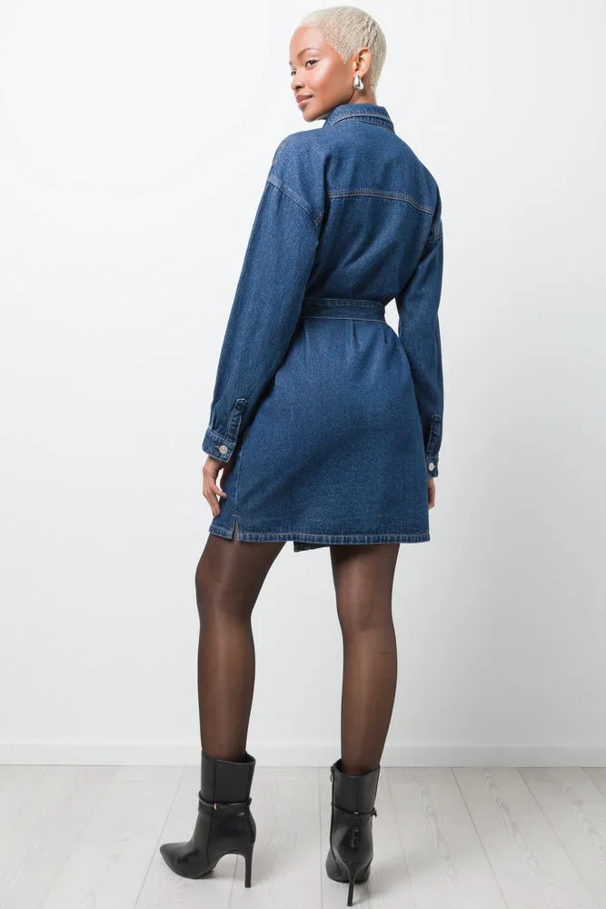 Belted Denim Dress Blue sold by Ackermas product image thumbnail 3