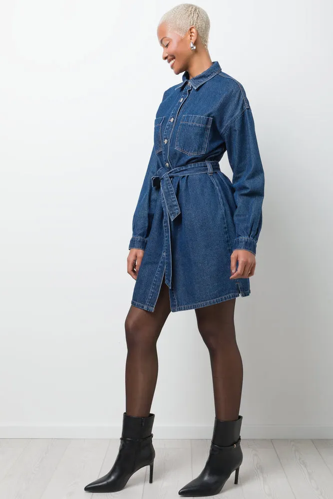 Belted Denim Dress Blue sold by Ackermas product image thumbnail 2