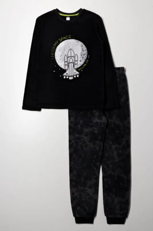 Space Long Sleeve Pyjama Set Black sold by Ackermas