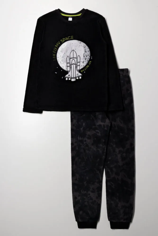 Space Long Sleeve Pyjama Set Black sold by Ackermas