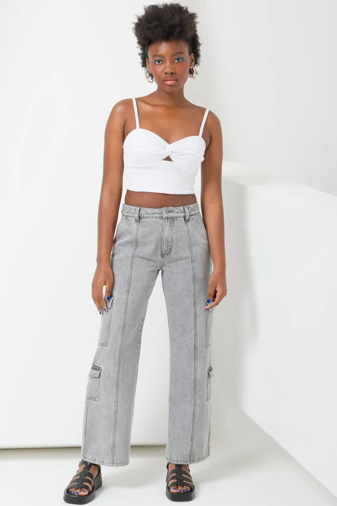 Cargo Denim Jeans Dark Grey sold by Ackermas