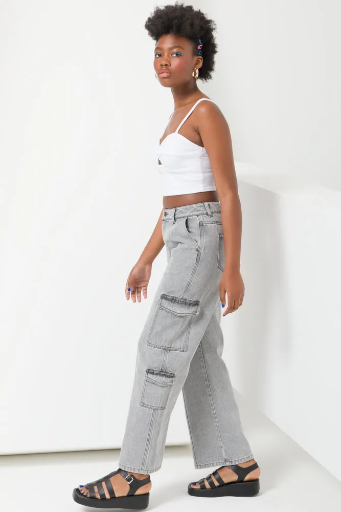 Cargo Denim Jeans Dark Grey sold by Ackermas product image thumbnail 3