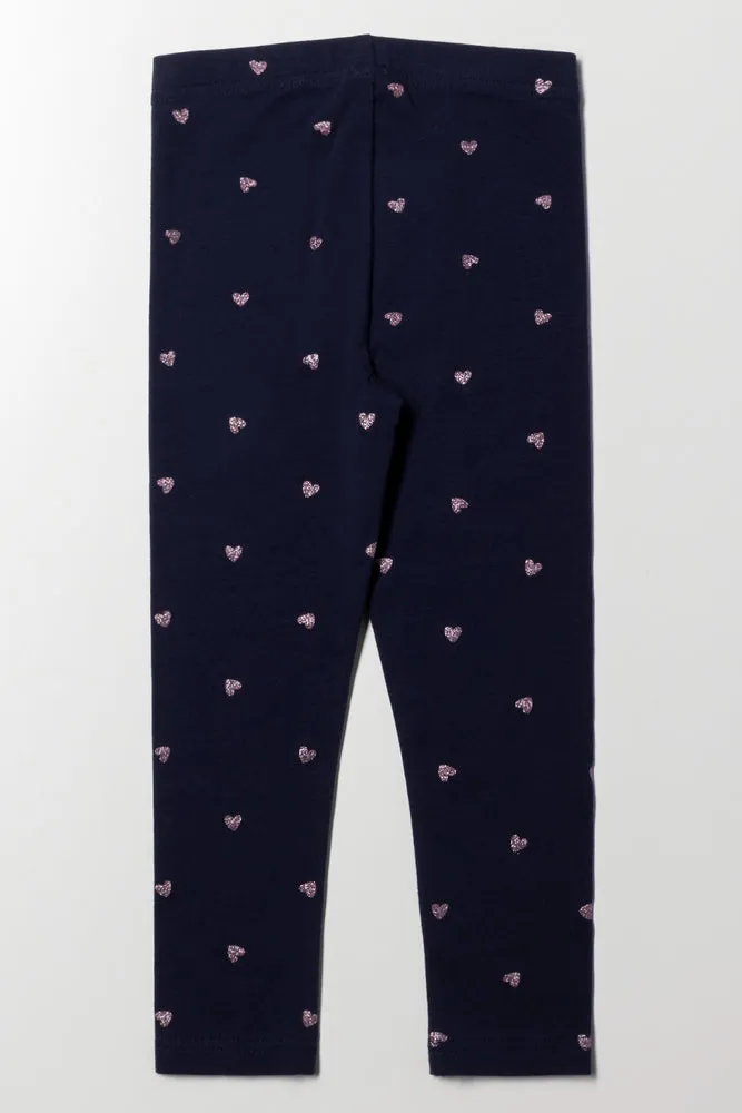 Glitter Heart Leggings Navy sold by Ackermas product image thumbnail 3