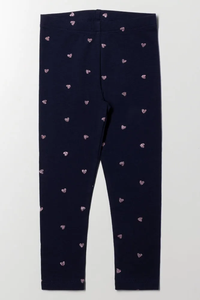 Glitter Heart Leggings Navy sold by Ackermas