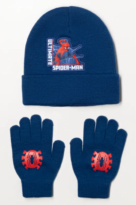 Spider-Man Beanie And Gloves Set Blue sold by Ackermas