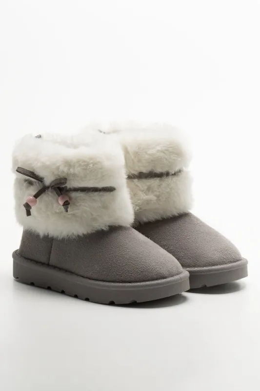 Fur Toggle Comfy Boots Grey sold by Ackermas