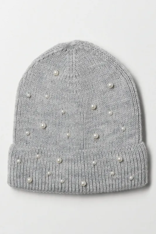 Pearl Detail Beanie Grey sold by Ackermas