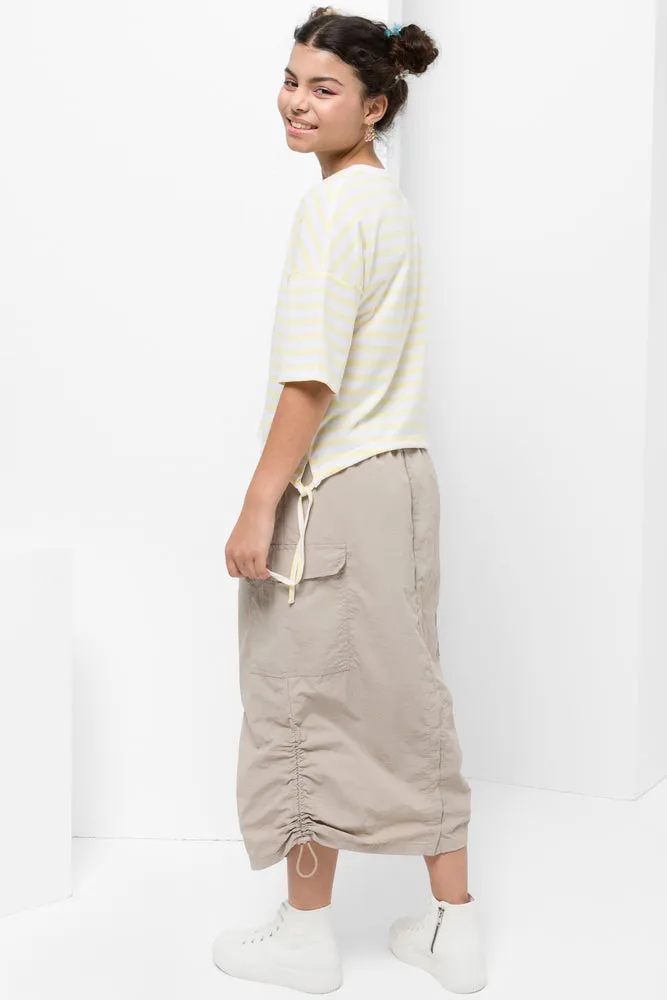 Curved Hem T-Shirt Lemon Stripe sold by Ackermas product image thumbnail 2