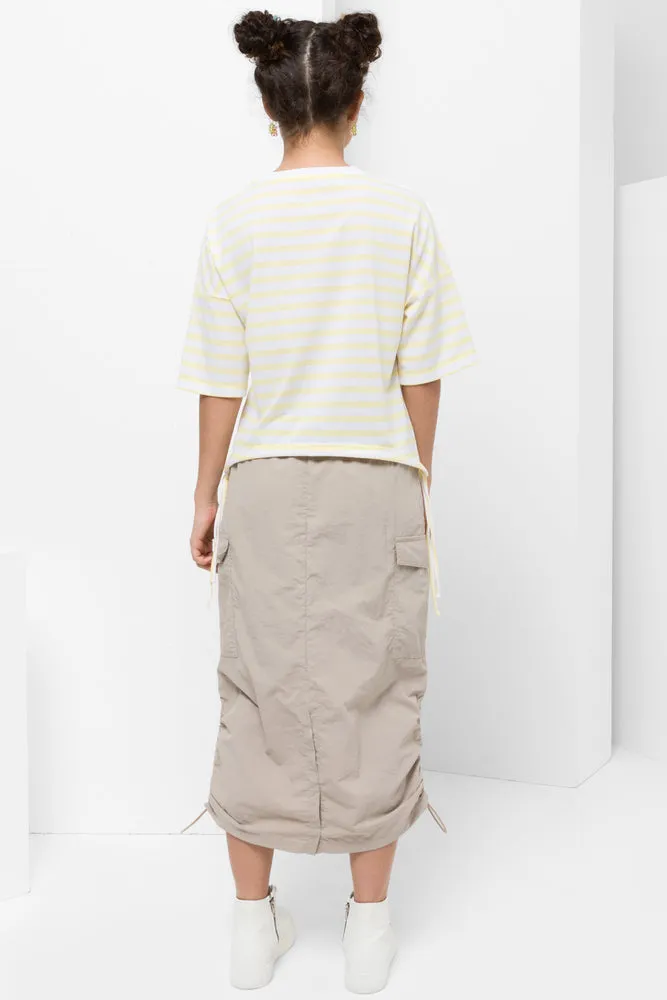 Curved Hem T-Shirt Lemon Stripe sold by Ackermas product image thumbnail 3