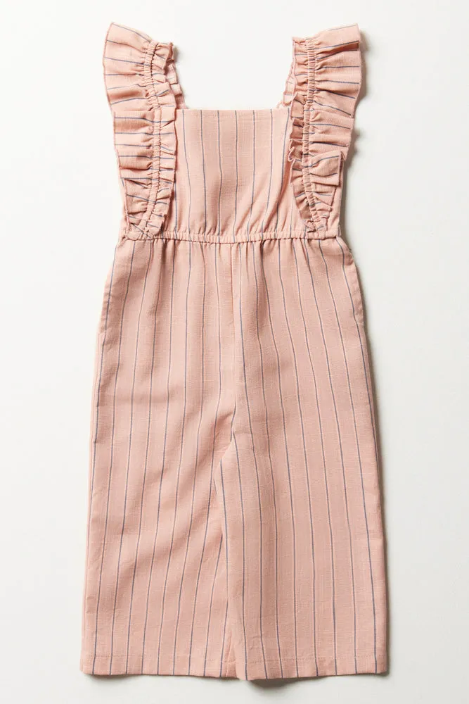 Stripe Frill Jumpsuit Dusty Pink sold by Ackermas