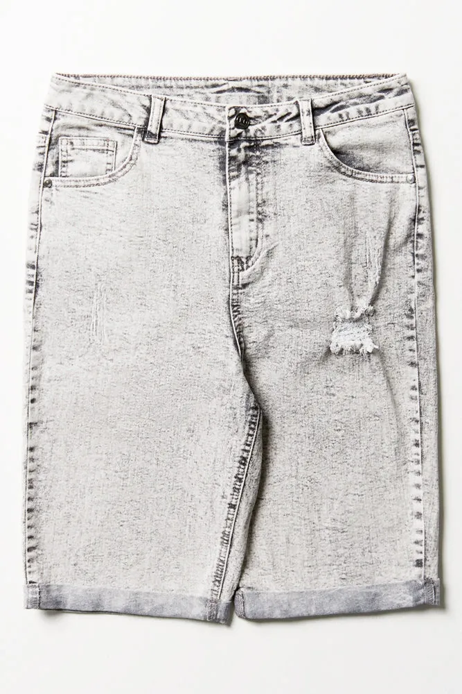 Ripped Denim Shorts Grey sold by Ackermas product image thumbnail 5